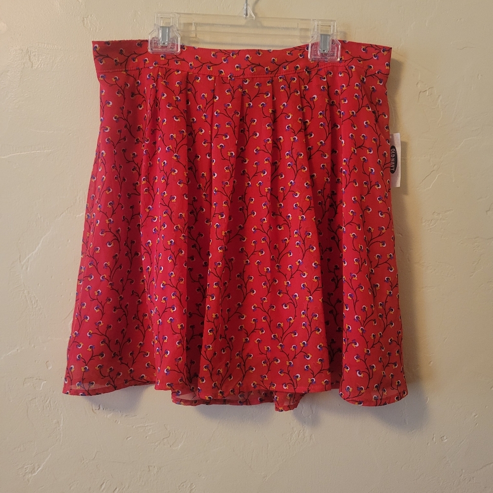 Floral Red Mini Skirt
